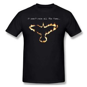 Erkek Tişörtleri Yeni Yaz T Shirt Ateş Karga T-Shirt Pamuk Siyah Ayna Ofertas Tee Force 2024 Yeni J240506