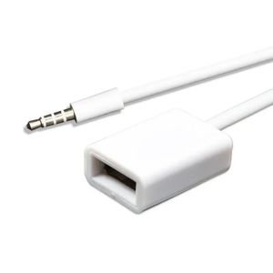 Veri Kablosu 3.5mm Erkek - USB Dişi Dönüşüm Kablosu AUX CAR MP3 Ses Adaptör Kablosu U Disk Klip Çizgisi 15mm Uzunluk Beyaz