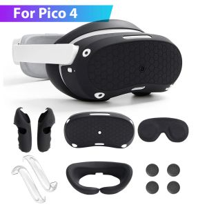 Gözlük 6 arada 1 VR koruyucu kapak seti VR dokunmatik denetleyici yüzük kapağı antibumping silikon kasa göz ped lens kapağı için pico 4 aksesuarları