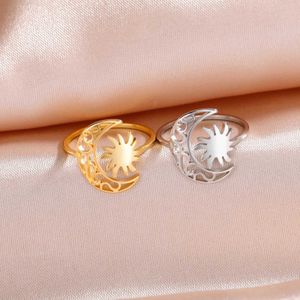 Обручальные кольца Skyrim Crescent Moon Sun Ring для женщин из нержавеющей стали открытые кольца пальцы