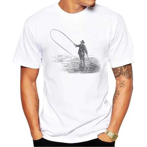 Erkek Tişörtleri Thub Yaz Vintage Sinek Balıkçılık Erkekler T-Shirt Retro Geometrik Balıkçılık Baskı Tişörtleri Kısa Slve Tshirts Harajuku T Y240509