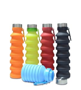550ml 19oz taşınabilir geri çekilebilir silikon su şişesi katlanır katlanılabilir Kahve Su Şişesi Seyahat İçme Şişesi Kupaları Kupalar RRA3212466