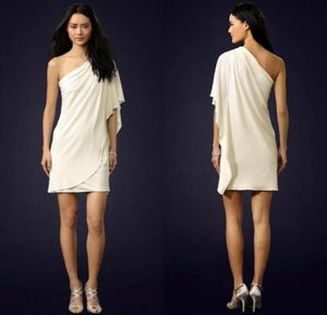Zarif bir omuz grecian tarzı takılmış kısa mini parti elbiseler çift katmanlı modern romantizm parti elbiseleri AE61507129896