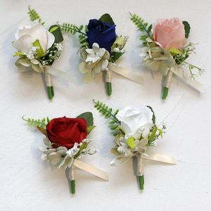 Broşlar Yapay Gül Damat Korsaj Düğün Çiçekleri Bilek Broş Evlilik Aksesuarları Po Props Konuklar Parti Dekorasyonları