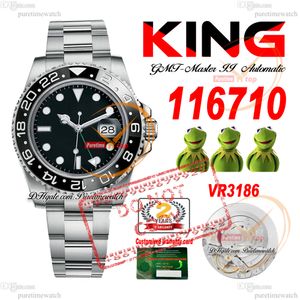 116710 VR3186 Automatic Mens Watch King Ceramic Bezel Black Dial Green Hand