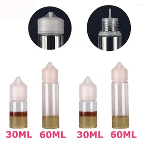 Garrafas de armazenamento 10pcs transparentes 30/60/100/120ml de pet plástico gotas de plástico e líquido líquido líquido água limpa Tampa longa suco de suco de óleo de vape caneta