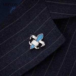 Manşet bağlantıları lepton fleur de lis cufflinks mavi fleur de lis broş erkek babalar günü/sevgililer günü/arkadaşlar/düğün/yıldönümü/doğum günü hediyesi q240508