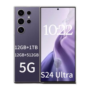 6 ГБ 128GB S24 Ultra 5G Смартфон смартфона US EU 4G LTE 6.8 Полноэкранный отверстие HD Android 14 Octa Core 256 ГБ 512 ГБ 1 ТБ отпечатка пальца ID GPS Titanium Black Black
