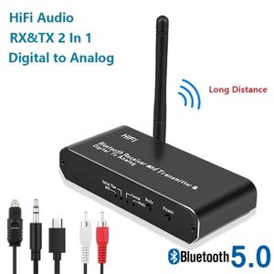 2'de 1 AUX Kablosuz Alıcı RCA Fiber Koaksiyel Bluetooth Verici Adaptör Dijitalden Analog