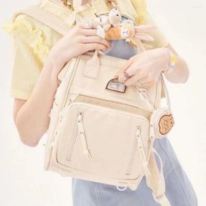 Schultaschen koreanische Klassiker Preppy Style Junior High Teenager Girl Multiple Taschen Rucksack mit Anhänger Office Laptop süß