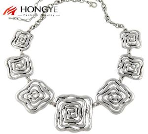 2020 en yeni gerdanlık kolyeleri moda kadınlar gümüş kaplama çiçek tıknaz zincirler kare açıklama kolye kadın etnik jewelr3581089