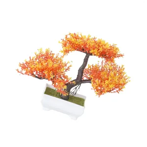 Flores decorativas Plantas artificiais Bonsai Tree for Home Garden Office Wall Book Decor Yellow