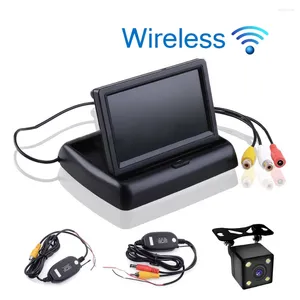 Araba Stil Kablosuz 4.3 inç TFT LCD Ekran Monitör Arka Görünüm için Ekran Ters Yedek Kamera TV WiFi