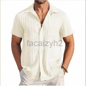 Мужские рубашки T Plus Tees Polos 2024 Модная мужская ношение летняя мужская модная полоса бизнес -стройная рубашка с коротки