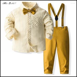 Комплекты одежды Биобеллы мальчик детская одежда набор формальных джентльменов Свадебный день рождения 1-5 лет детские весенние осенние наряды длинные брюки для футболки Рождество