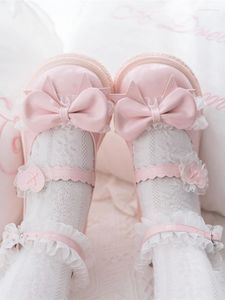 Lässige Schuhe Lolita Kawaii Mary Janes Frauen japanischer Stil Bogen süße Wohnungen weibliche schicke herzförmige kausale runde Zehen Sommer