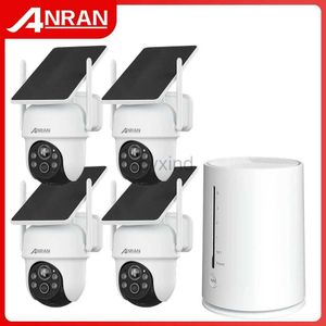 Câmeras IP Kit de câmera solar de célula solar 2K 2K Kit de câmera sem fio 360 PTZ Monitoramento Kit Wi -Fi Câmera Alarme de reconhecimento de corpo humano D240510