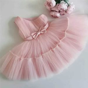 Mädchenkleider Baby Mädchen Geburtstagskleid 1 2 Jahre Neugeborene Baptist rosa Kleidung Kinder eine Schulter elegante Weihnachtsfeier Tutu Dressl240508