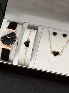 Нарученные часы 5 Модные и универсальные сладкие луки цифровые масштабные масштабные часы для женского ремня Quartz Watch в сочетании с ожерелье в форме сердца