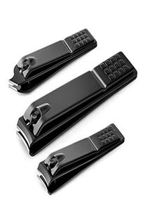 3pcs Set Black Nail Steel Nail Clipper 3 Style Trimmer Toot Tool