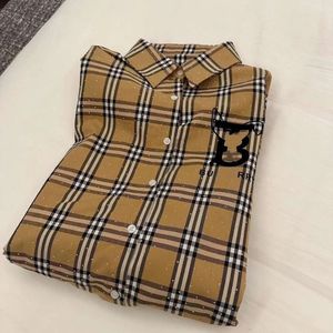 camisa de grife feminino camisa de moda letra xadrez de letra casual casaco solto tops feminino cardigan lapela de manga longa camisas primavera