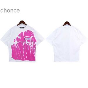 2024 Trend Designer Yaz Moda Trendleri Uluslararası Paims Angeis23 Pembe Büyük Renk Bloğu Baskı Kısa Kol gevşek Çift T-Shirt