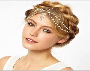 Moda Düğün Gelin Saç Aksesuarları Metal Metal Boncuklu İnci Baş Zinciri Hint Saç Takı Kadın Gelin Taç Süslemeleri H8893806