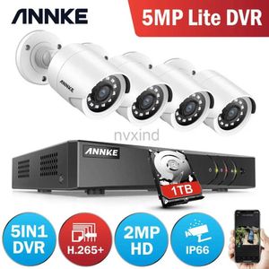 IP -камеры ANNKE 8CH 1080P CCTV CAMERA DVR SYSTEM 4PCS Гудостойкая 2,0 МП HD TVI Bullet Camera Home Video Monitoring Kit White D240510