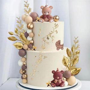 Parti Malzemeleri 40 PCS Bear Balls Pasta Toppers Mini Teddy Boho İnci Ball Doğum Günü için Cinsiyet Gösterdiği Düğün