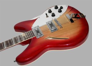 Toptan -En İyi Çin Guitar Deluxe Model 36012 String Electry Guitar Yarı İçi Boş Kiraz Patlaması