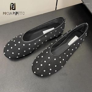 Sıradan Ayakkabılar Elmas Elmas Düz Bale Ayakkabısı Kadın Siyah Bej Seksi Konforlu Yuvarlak Toe Güzel Varış 2024 Nefes Alabilir Balinin