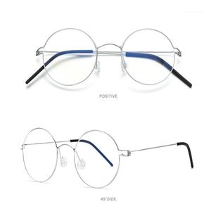 Yuvarlak reçeteli lens çerçeve retro titanyum fulll jant gözlük yüksek kaliteli yansıtıcı önlük gümüş okuma gözlükleri erkekler sunglasse 262s