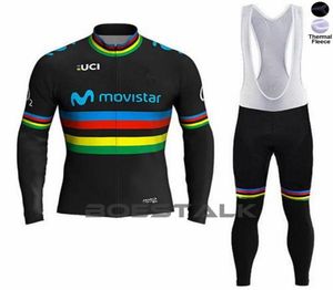 2020 Movistar Team Winter Ciclismo Thermal Fleece Jacket Maillot Custom Cycling Jersey Tops Tops Kit Cuting Bicicleta Ropa Unifo7284746