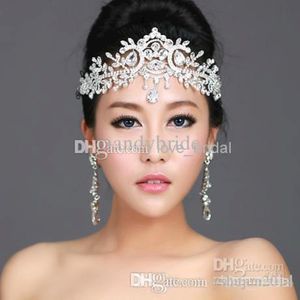 Stok 2014 Bride's Crown Çarpıcı Swarovski Gelin Kristal Tiara Düğün Taç Saç Aksesuarları CheapVprom Pageant Aksesuarları 231p