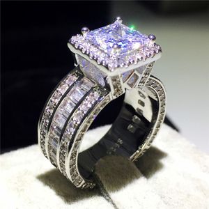 Yeni Vintage mücevher 925 STERLING Gümüş Yüzük Simüle Elmas CZ Taş Nişan Eşyası Düğün Bandı Kadınlar İçin Erkekler En İyi Hediye 3204