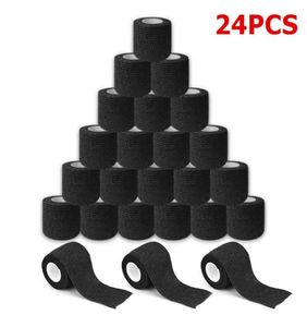 24pcs Black Ondosable Cohesive Tattoo Grip Tape Elastic Blants Rolls для аксессуаров Tattoo Machine Grip 234H3335427