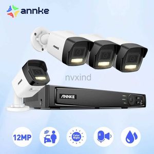 IP -камеры Annke 12MP Dual Light Intelligent Intelligent Wideo Monitoring Kit 2/4pcs POE камера с 4K NVR Smart Home Camera 8CH NVR Outdoor встроенный микрофон D240510