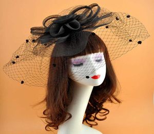 Mesh Floral Fascinator retro tarzı saç takılar büyük boy ağ noktaları büyüleyici şapkalar3987113