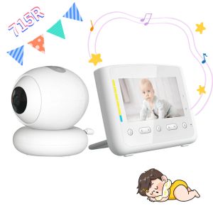 715R Bebek Monitörü 4.3'lcd Ekran İki yönlü konuşma Renk Gecesi Işık Narjnames Oyuncu 5 Ninni PTZ Kamera Sıcaklık Alarmı
