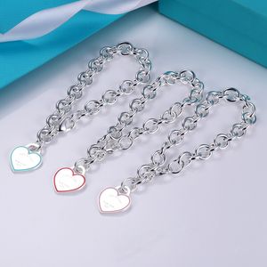 S925 Gümüş Aşk Kalp Bilezik Klasik Lüks Marka Four Hearts Kardeş Bileklik Kızlar Güzel Pembe Mavi Kırmızı Tasarımcı Bilezik Partisi Takı Kadınlar Noel Hediyesi