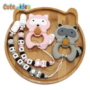 Dealers Toys Mitue Idea 1 Baby енота силиконовая игрушка из бусинки для мальчиков и девочек.Персонализированное детское имя держатель -держатель цепь молочные зубы D240509