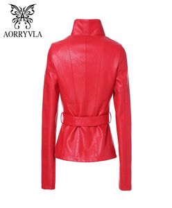 Aorryvla New Spring Women Leather Jacket Red Color Turndown воротника короткая длина тонкая модная фальшивая кожаная куртка 2020 LJ2015873720