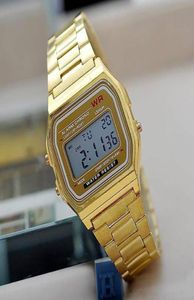 WhoNew Gold Gümüş Cassio Dijital İzle Kare Su Geçirmez Erkekler Spor Saatleri İzle Kadınlar Led Çift Watch8866937