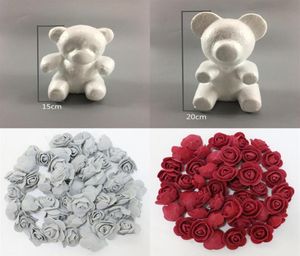 Yapay Çiçek Gül Diy Beyaz Köpük Ayı Kalıp Teddy Valentine039s Günü Hediyeler Doğum Günü Partisi Düğün Dekorasyon El Sanatları1352617