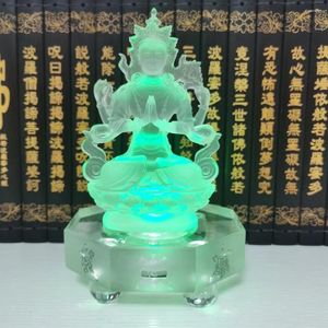 Декоративные фигурки застекленная статуя Гуанейн Скальптура для домашней гостиной офис Декор поделка китайский храм Будда с 7 цветами основания