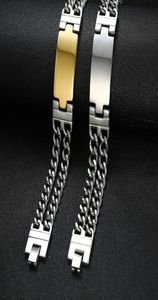 Bağlantı zinciri tıknaz erkek kimlik bilezikler paslanmaz çelik bilek pulsera masculina 866quot7415989