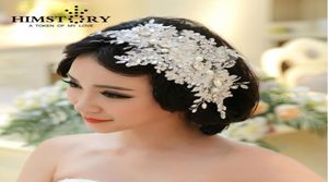 El yapımı dantel düğün tiara rhinestone inci gelin saç aksesuarları kristal düğün başlık saç takı 2102038704946