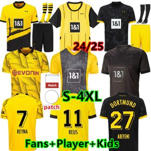 S-4XL Haller Futbol Formaları 23 24 25 Cup Reus 2024 Borussia Futbol Futbol Gömlek Neongelb Hummels Brandt Dortmund Oyuncu Erkek Çocuklar Özel Tüm Siyah Maillot De Foot