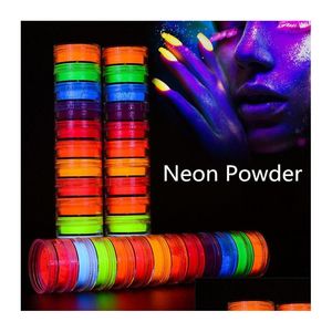 Göz farı neon parti tozu 12 renk 1 set aydınlık göz farı çivi pigment floresan manikür çivi sanat damlası teslimat H oTc79