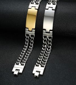 Bağlantı zinciri tıknaz erkek kimlik bilezikler paslanmaz çelik bilek pulsera masculina 866quot9613008